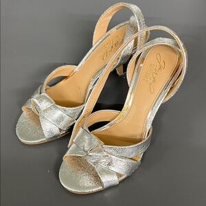 Jewel Badgley Mischka Silver Strappy Heels